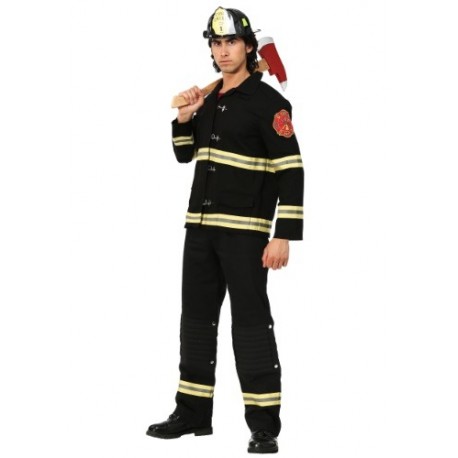 Disfraz uniforme negro de bombero para hombre