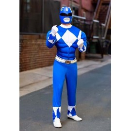 Disfraz de Power Ranger Azul musculoso para hombre