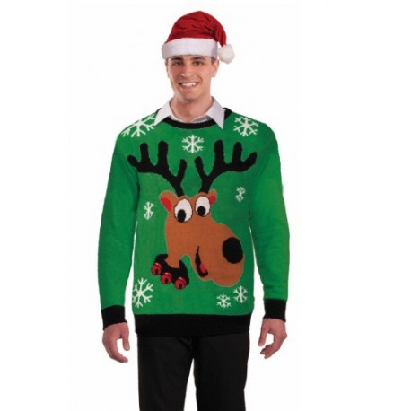 Suéter navideño feo de reno para adulto