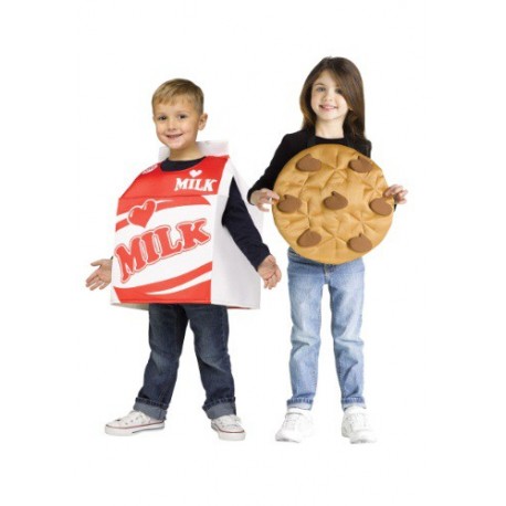 Disfraz infantil de leche y galletas