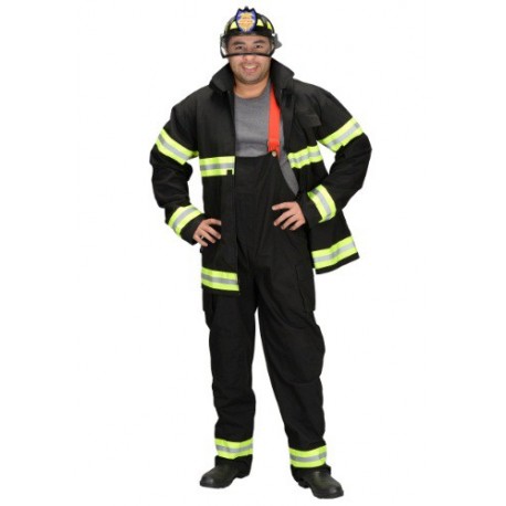Disfraz negro de bombero para adulto con casco