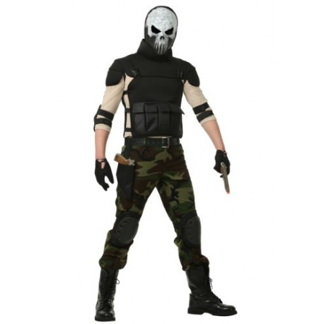Disfraz de hombre militar esqueleto talla extra