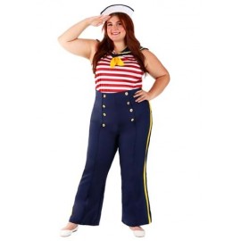 Para mujer Plus Size Perfect Pin Up Sailor Disfraz